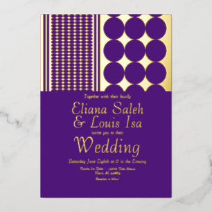 Invitación Con Relieve Metalizado Bordado africano en Ankara negrita para boda