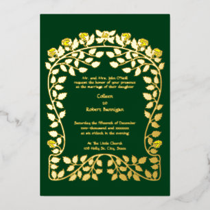 Invitación Con Relieve Metalizado Borde de enredadera de rosa floral Art Nouveau vin