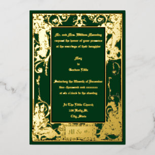 Invitación Con Relieve Metalizado Borde de hadas musicales vintage Art Nouveau