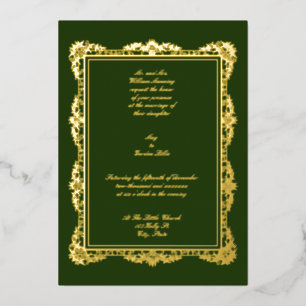 Invitación Con Relieve Metalizado Borde del Vino Art Nouveau Leafy