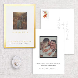 Invitación Con Relieve Metalizado Borde dorado marco moderno de la galería Guardar l