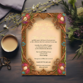 Invitación Con Relieve Metalizado Borde y letras de lámina Art Nouveau II -