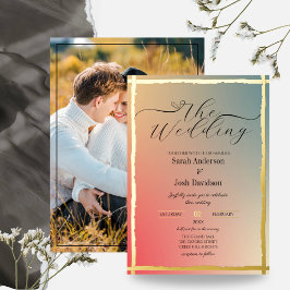 Invitación Con Relieve Metalizado Bordes dorados con gradiente ombré elegante Foto