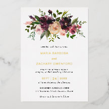 Borgoña Caída Floral Elegante Boda