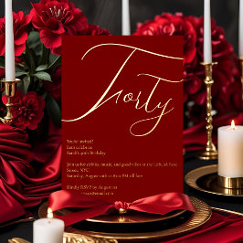 Invitación Con Relieve Metalizado Borgoña y Relieve metalizado dorado 40.ª invitació