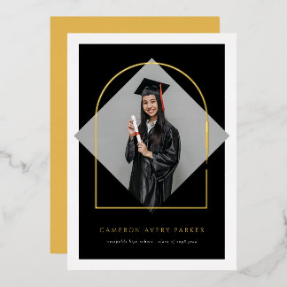 Invitación Con Relieve Metalizado Borlas de Arco Elegante Enmarcan Fotografía Modern