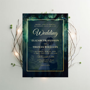 Invitación Con Relieve Metalizado Bosque Encantado Viñas Colgantes Boda de Fotos en 