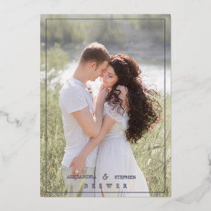 Invitación Con Relieve Metalizado Botanical Elegant Love & Thanks Custom Photo