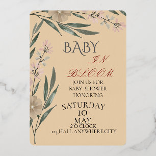 INVITACIÓN CON RELIEVE METALIZADO BOTÁNICO