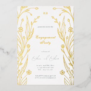 Invitación Con Relieve Metalizado Botón de Oro Azul
