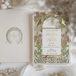 Invitación Con Relieve Metalizado Bougainvillea Red Gold Boda Art Nouveau Mucha<br><div class="desc">Invitaciones a la Boda Floral y Oro de Alphonse Mucha en un diseño romántico y caprichoso usando el Relieve metalizado dorado Real. Los florecientes victorianos complementan los tipos de letra Art Deco clásicos. Por favor, introduzca la información de su personalizado y ya está listo. Si desea cambiar el diseño más...</div>