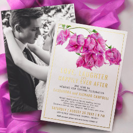 Invitación Con Relieve Metalizado bougainvillea rosa boda prometer renovación oro ro