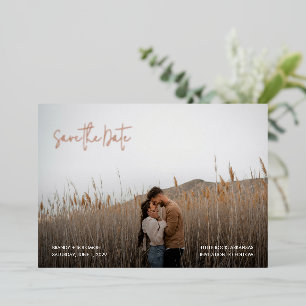 Invitación Con Relieve Metalizado Brandy Simple Photo Modern Wedding Save the Date