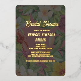 Invitación Con Relieve Metalizado brida de verano de hainscus hawaiian colorido trop