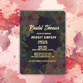 Invitación Con Relieve Metalizado brida de verano de hainscus hawaiian colorido trop