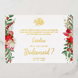 Invitación Con Relieve Metalizado Bridesmaid Fancy Luxury Christmas Proposal