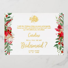 Invitación Con Relieve Metalizado Bridesmaid Fancy Luxury Christmas Proposal