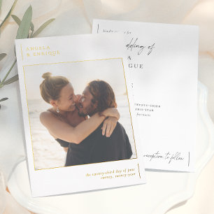 Invitación Con Relieve Metalizado Brillante Boda de fotografía romántico moderno y M