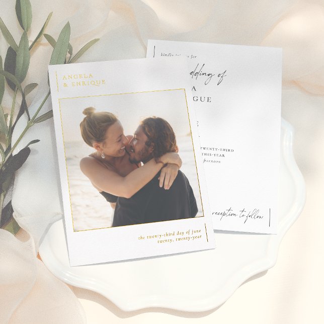 Invitación Con Relieve Metalizado Brillante Boda de fotografía romántico moderno y M (Subido por el creador)