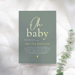 Invitación Con Relieve Metalizado Brillante Oh guión bebé Sage Green Boho Baby Showe<br><div class="desc">Añade algo de brillo a tus invitaciones para la ducha de bebé con Relieve metalizado de oro, plata o oro rosa. Este clásico y atemporal estilo metálico seguro que añade otro nivel a tus invitaciones. Celebra la próxima llegada de tu pequeña con esta hermosa invitación a la ducha verde salada....</div>