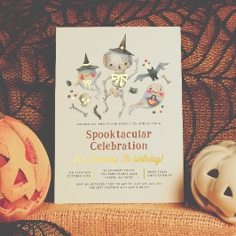 Invitación Con Relieve Metalizado Brillante Spooktacular Halloween Fantasma