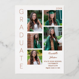 Invitación Con Relieve Metalizado Brillo de color - Graduado blanco 6 multifoto