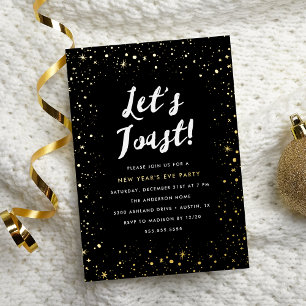 Invitación Con Relieve Metalizado Brindemos Fiesta de Año Nuevo