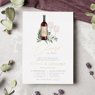 Invitación Con Relieve Metalizado Brindis a la Cena de Degustación de Vino de Rehear