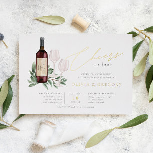 Invitación Con Relieve Metalizado Brindis a la Cena de Ensayo de Cata de Vinos de Am