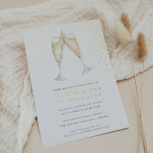 Invitación Con Relieve Metalizado Brindis de Champán Desayuno de Damas de Honor Do
