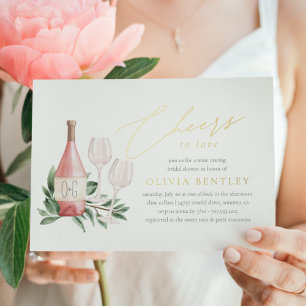 Invitación Con Relieve Metalizado Brindis por el amor Cata de vinos Despedida de sol