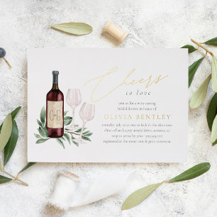 Invitación Con Relieve Metalizado Brindis por el amor degustación de vinos despedida