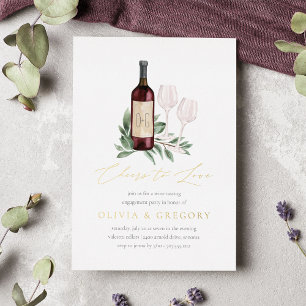 Invitación Con Relieve Metalizado Brindis por la fiesta de compromiso de cata de vin
