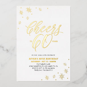 Invitación Con Relieve Metalizado Brindis por Sesenta Años Cumpleaños 60 Fiesta