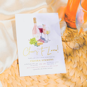 Invitación Con Relieve Metalizado Brindis relucientes por el amor Degustación de vin