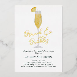Invitación Con Relieve Metalizado Brunch and Bubbles Mimosa Cocktail Bridal Shower