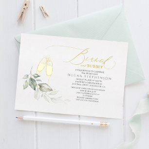 Invitación Con Relieve Metalizado Brunch and Bubbly Elegeny Bridal Shower