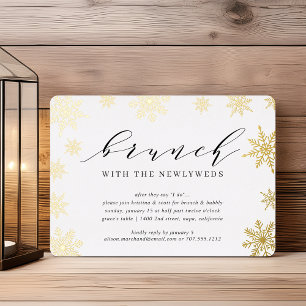 Invitación Con Relieve Metalizado Brunch Boda de invierno con nevada en invierno