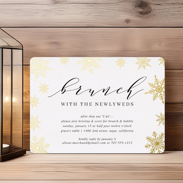 Invitación Con Relieve Metalizado Brunch Boda de invierno con nevada en invierno (Subido por el creador)