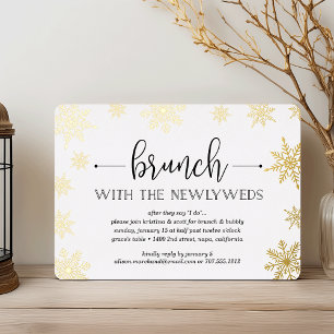 Invitación Con Relieve Metalizado Brunch Boda de invierno con nevada en invierno