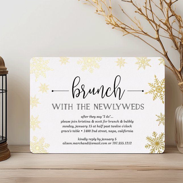 Invitación Con Relieve Metalizado Brunch Boda de invierno con nevada en invierno (Subido por el creador)