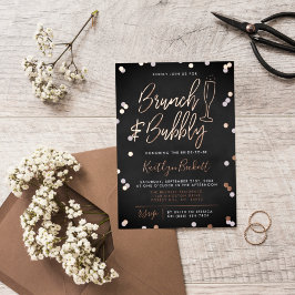 Invitación Con Relieve Metalizado Brunch & Bubbly Confetti Bridal Shower Real