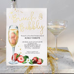 Invitación Con Relieve Metalizado Brunch Bubbly Strawberry Champagne Bridal Shower<br><div class="desc">Brunch & Bubbly Bridal Shower Invitation con Relieve metalizado de oro - perfecto para un brunch o fiesta de té en el jardín de verano. El diseño incluye ilustraciones acuáticos de fresas, una copa de champán y elegantes letras de oro a mano. La plantilla está preparada para que puedas personalizar...</div>