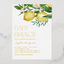 Brunch de Baby Shower Floral de Limón Acuarela Boh
