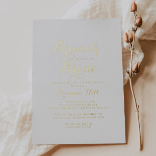 Invitación Con Relieve Metalizado Brunch de caligrafía con la ducha de la novia en o