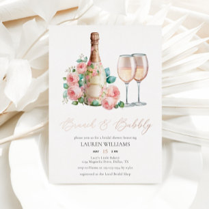Invitación Con Relieve Metalizado Brunch de Champagne Rosa Dorado y Desayuno Nupcial