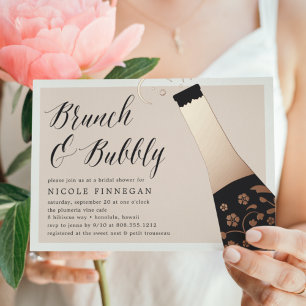 Invitación Con Relieve Metalizado Brunch de ducha de novia pop champagne