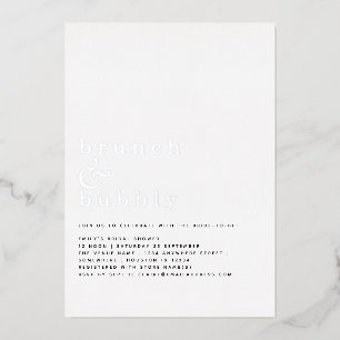 Invitación Con Relieve Metalizado Brunch Glamouroso con Burbujas Desayuno Nupcial Re