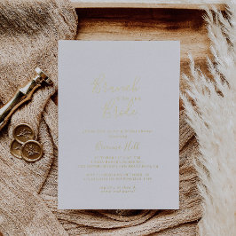 Invitación Con Relieve Metalizado Brunch minimalista con la novia Shower Gold