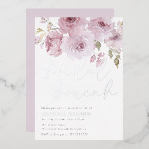 Invitación Con Relieve Metalizado Brunch Nupcial de Desayuno Nupcial Rosa y Plateado
